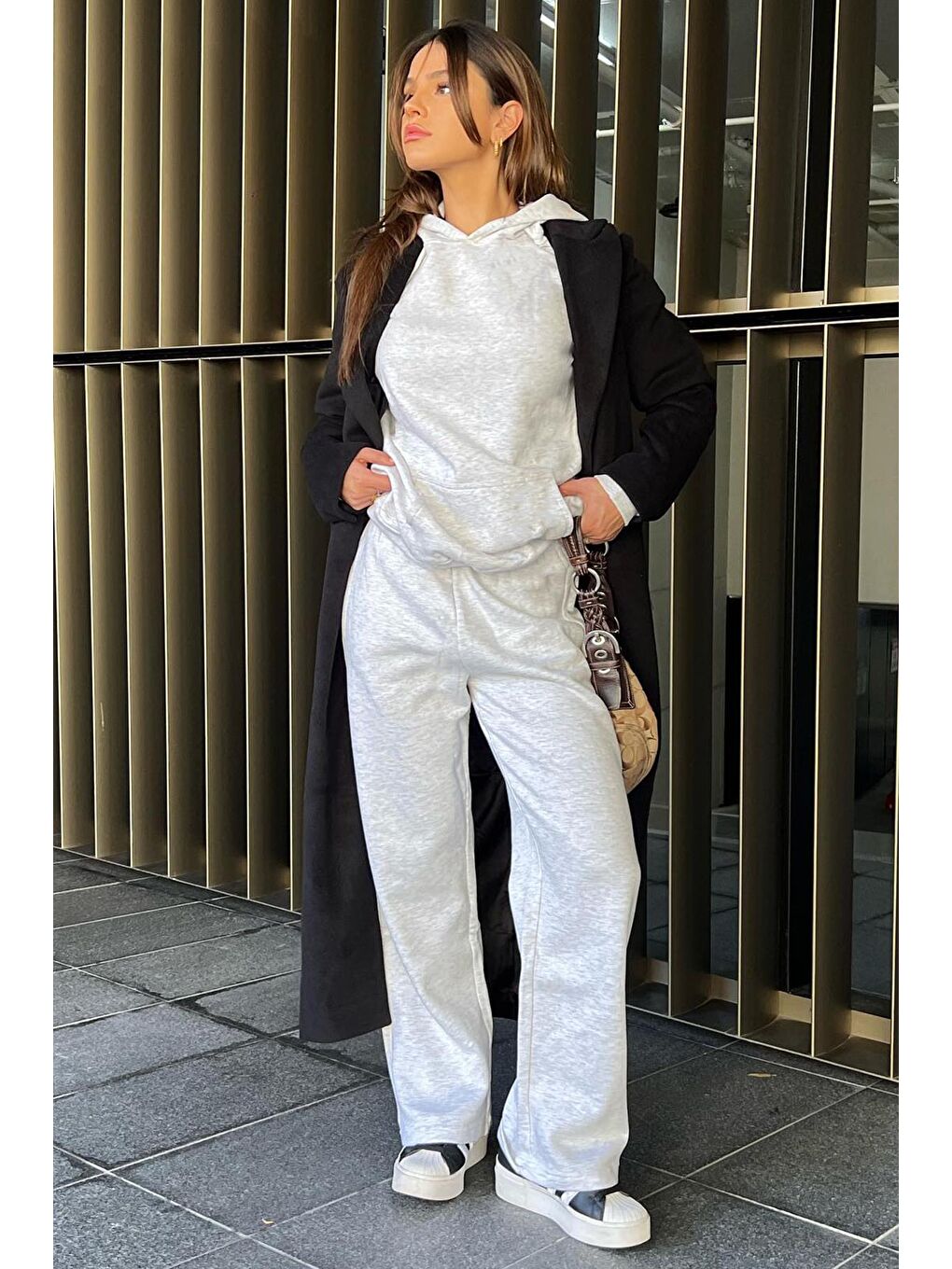 Gri Wide Leg Basic Eşofman Altı Mg1916-6