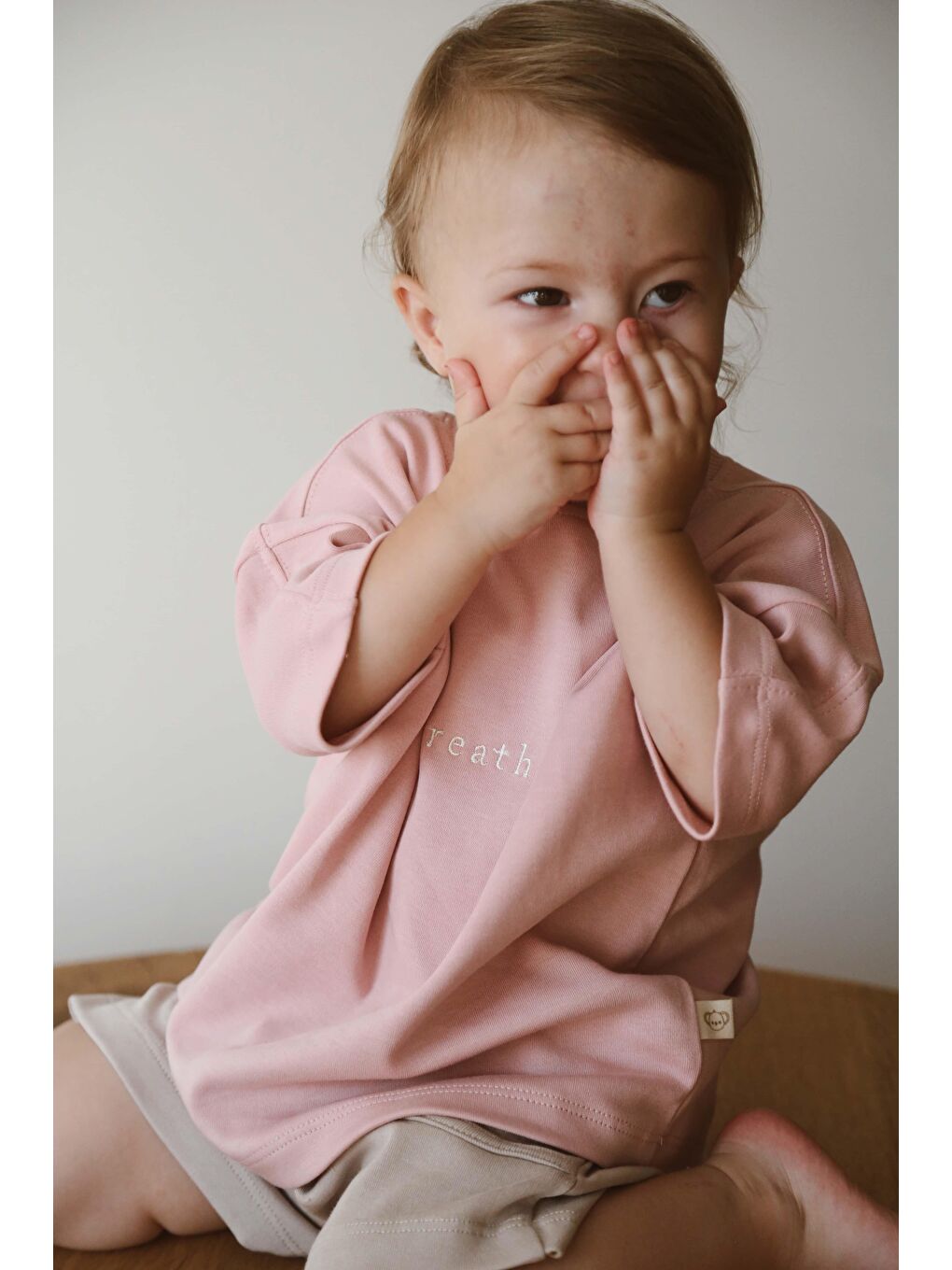 Pembe Bisiklet Yaka Oversize T-Shirt Bebek - Çocuk-2