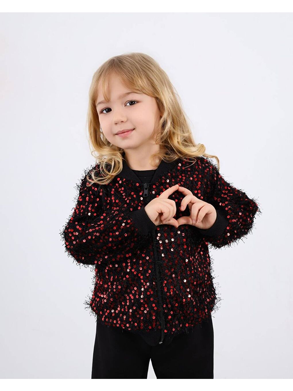 Bordo Kız Çocuk Sakallı Hırka Payet Detay Pantalon Hırka Badi 3 lü Takım-1