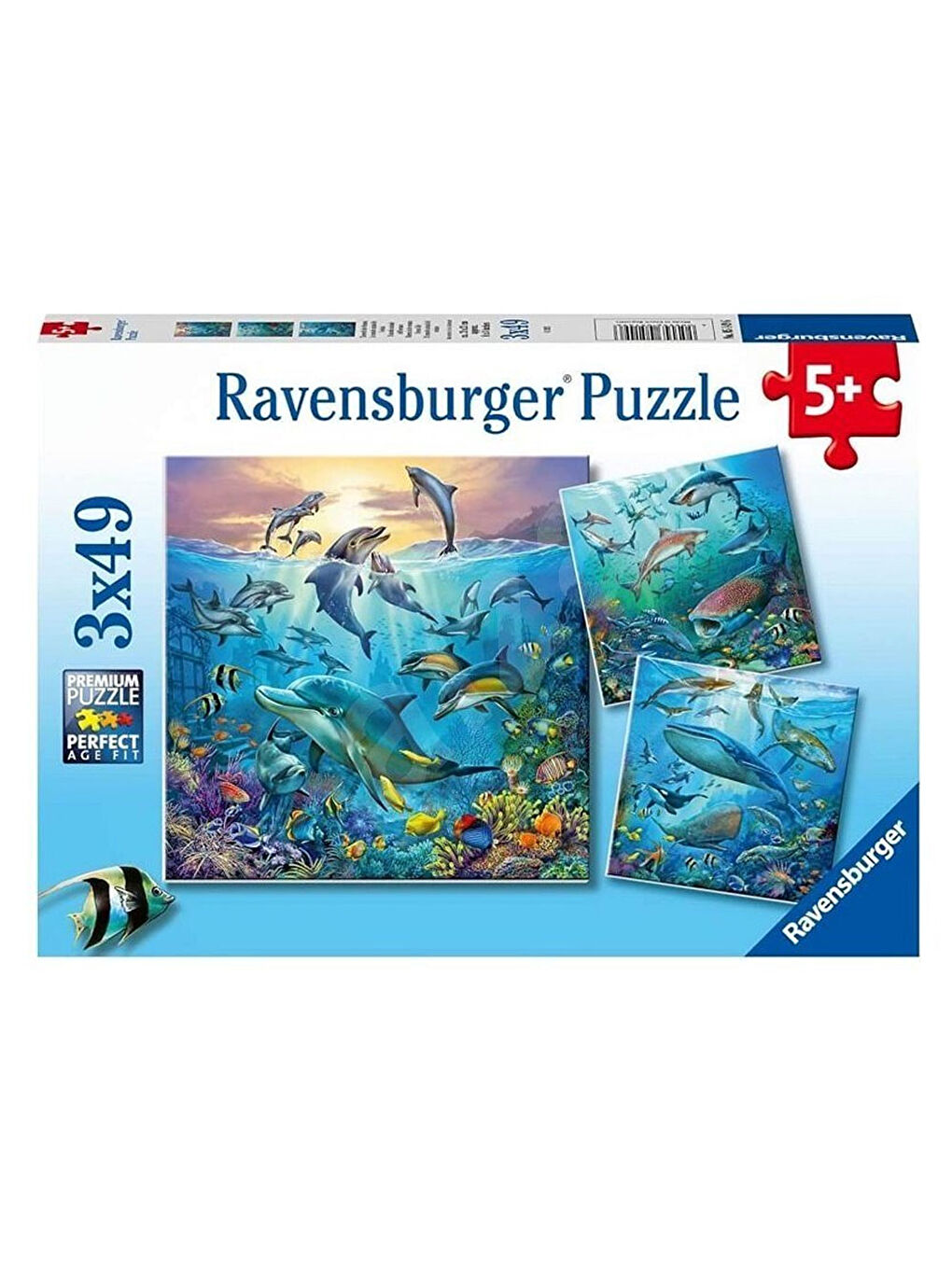 Ravensburger Renksiz Çocuk Puzzle 3x49 Parça Okyanus Hayvanları 51496