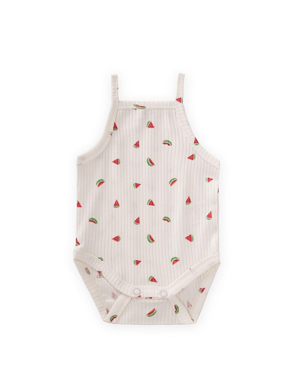 Ekru Askılı Zıbın 0-3 Yaş Karpuz Desen