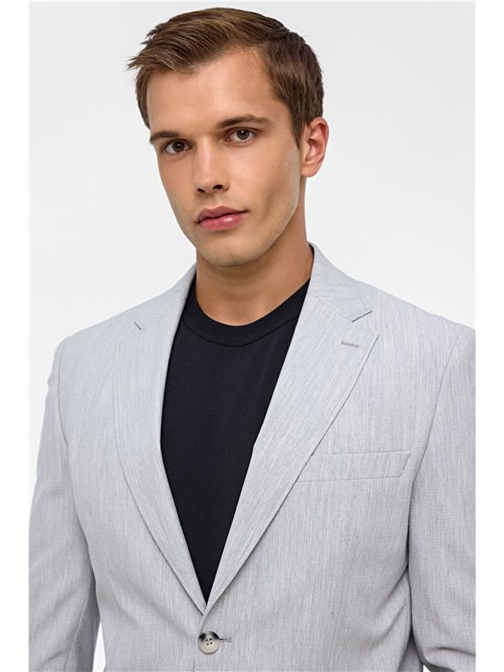 Gri Slim Desenli Mono Yaka 6 Drop Takım Elbise-3