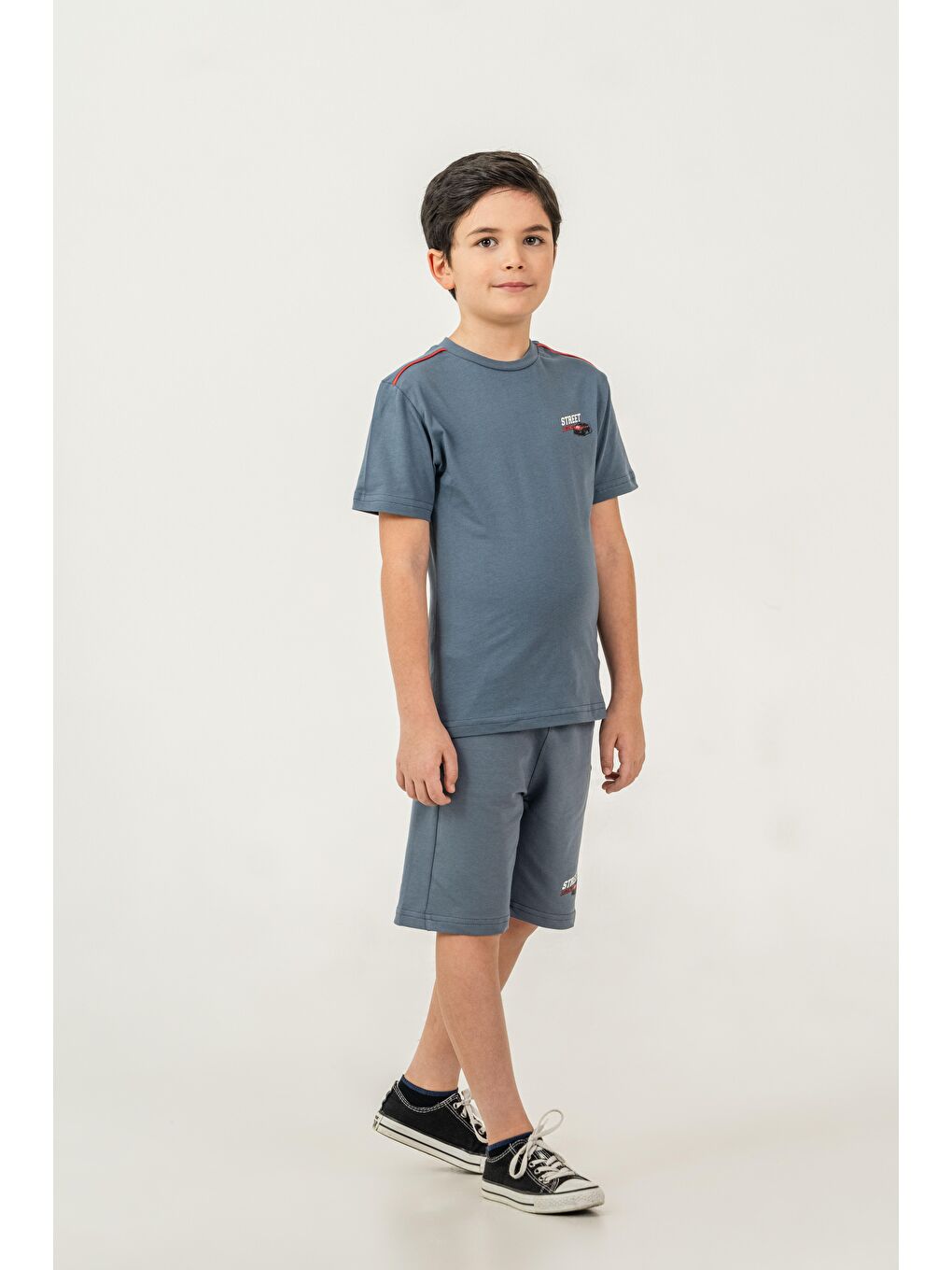 Gri Street Legend Baskılı Erkek Çocuk Şort - Tişört Takımı-1