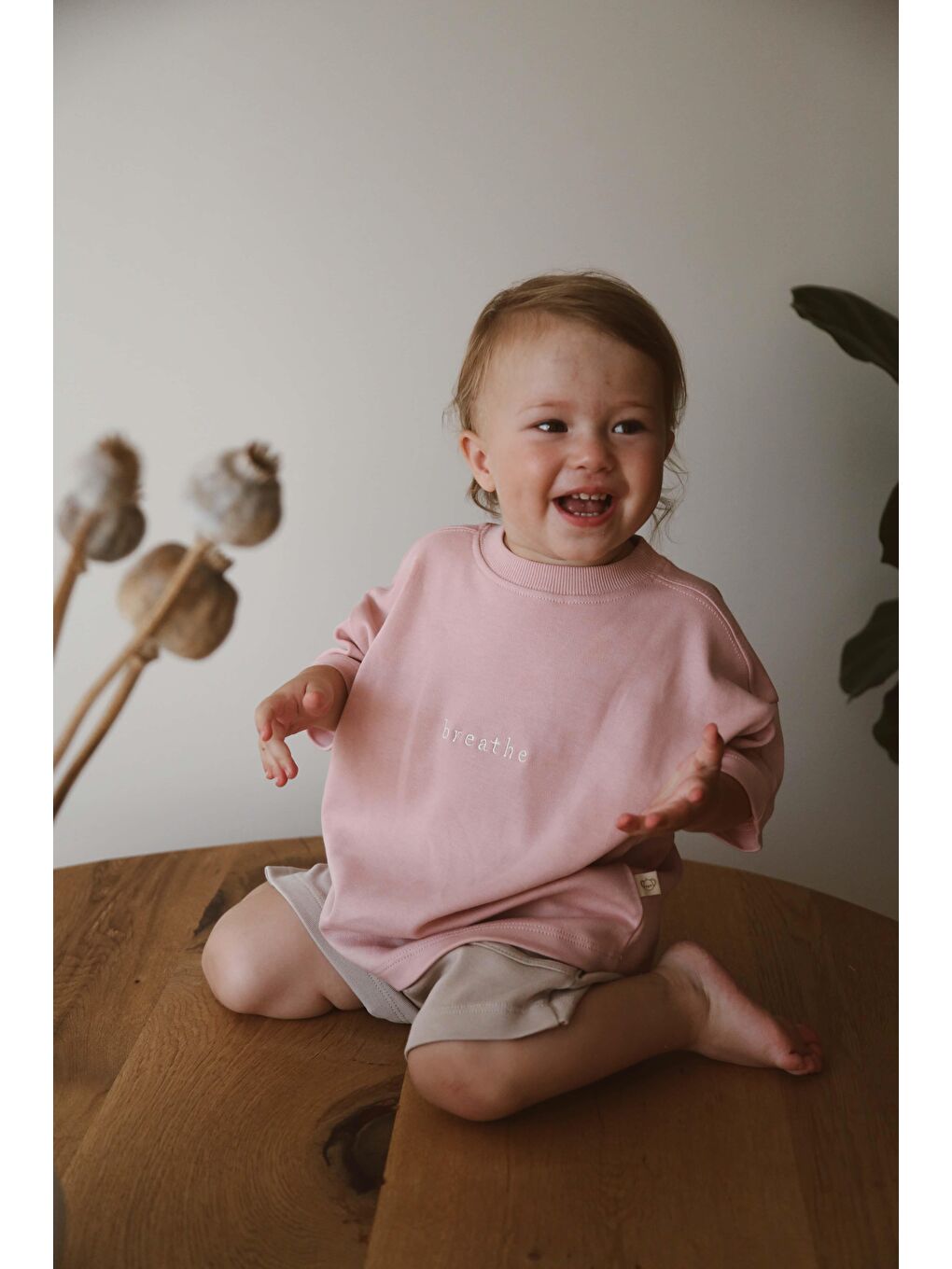 Pembe Bisiklet Yaka Oversize T-Shirt Bebek - Çocuk-3