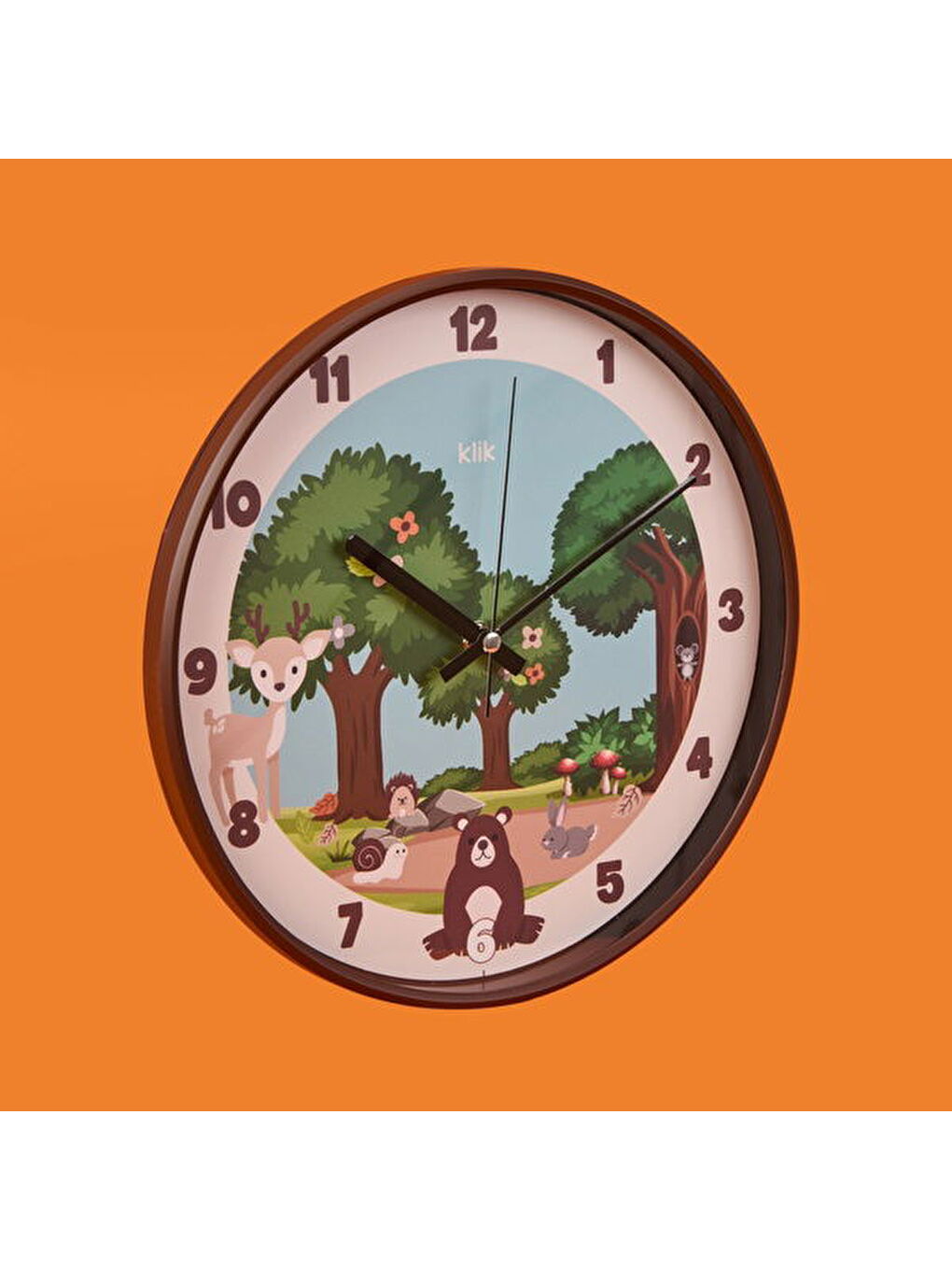 Slim Doğa Çocuk Odası Duvar Saati - Kahverengi - 30 cm-1
