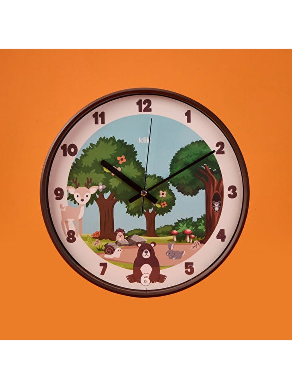 Slim Doğa Çocuk Odası Duvar Saati - Kahverengi - 30 cm-2