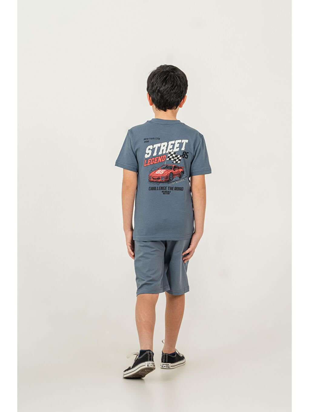 Gri Street Legend Baskılı Erkek Çocuk Şort - Tişört Takımı-4