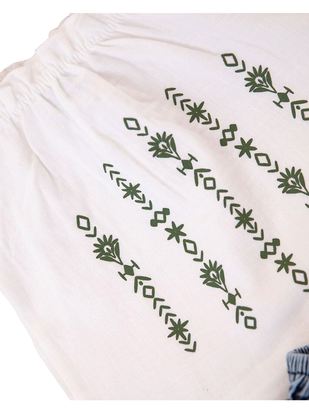 Beyaz Kız Bebek Yazlık Jean Şortlu Çiçek Baskılı T-shirtlü 6-9-12-18-24 Aylık 2'li Bayramlık Alt Üst Takım-6