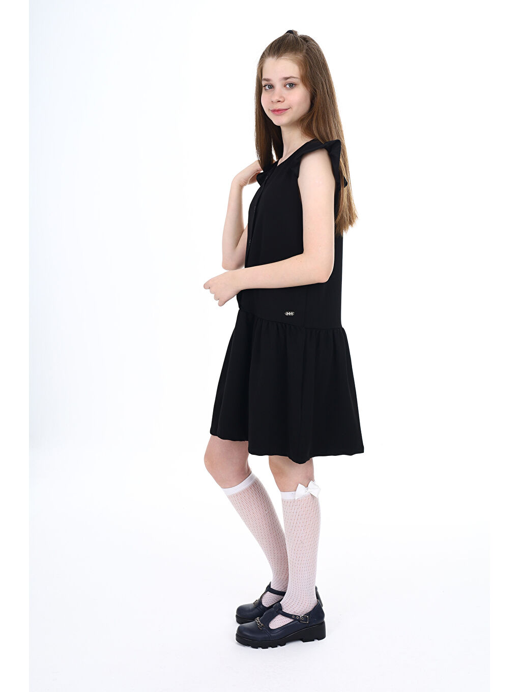Siyah Kız Çocuk Okul Elbise-3