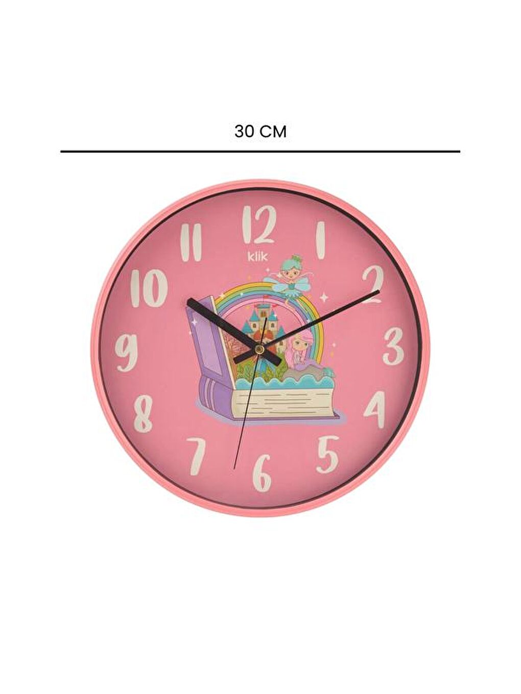 Slim Masal Çocuk Odası Duvar Saati - Pembe - 30 cm-4