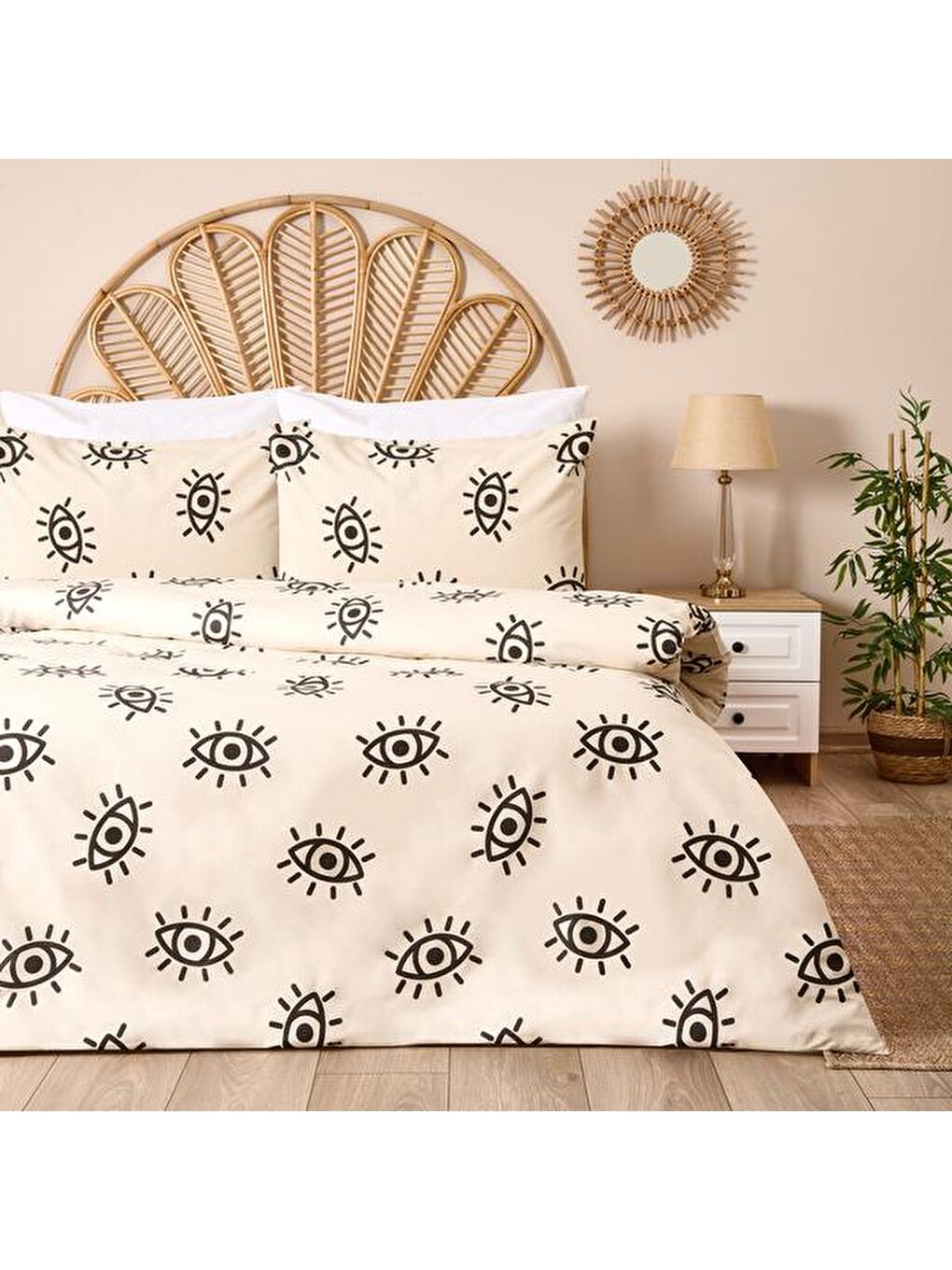 Soft Karya Tek Kişilik Nevresim Takımı - Bej / Siyah