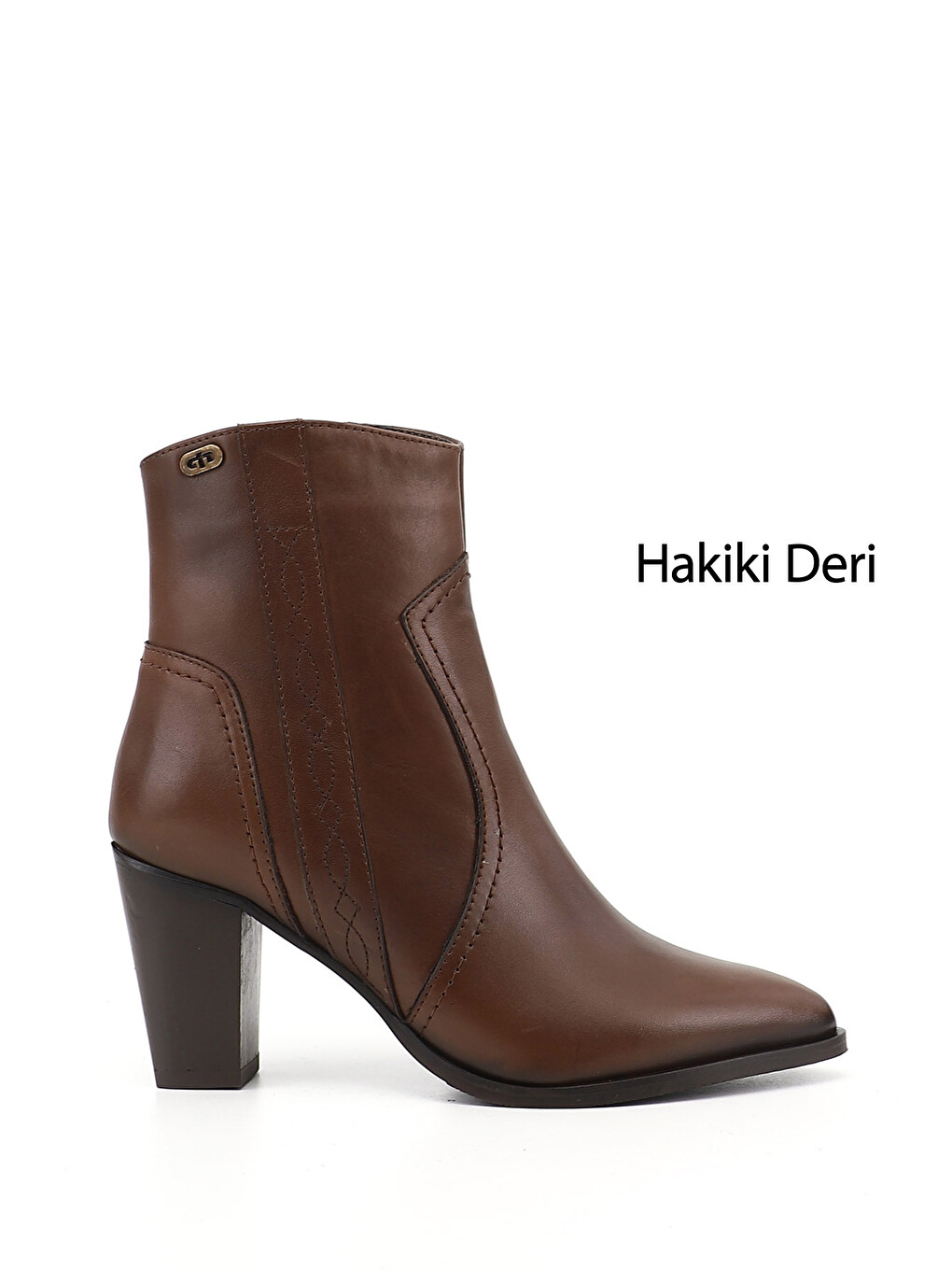 Kahverengi Kadın TÜTÜN KAHVE Fermuarlı Sivri Burun Hakiki Deri Bot