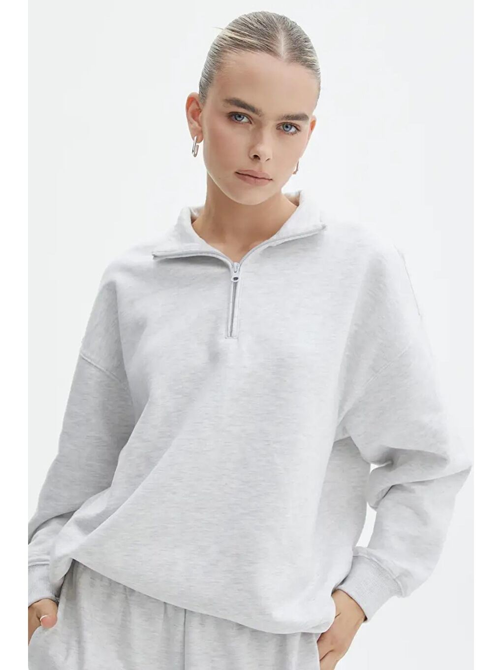 Grimelanj Fermuar Detaylı Oversize Sweatshirt Mg1933-3