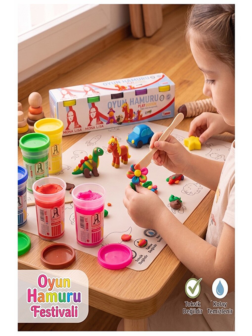 Oyun Hamuru 6 Renk 1 Paket Monalisa 6 Lı Pastel Renk Oyun Hamuru Kurumaya Karşı Dirençli Okul Öncesi-3
