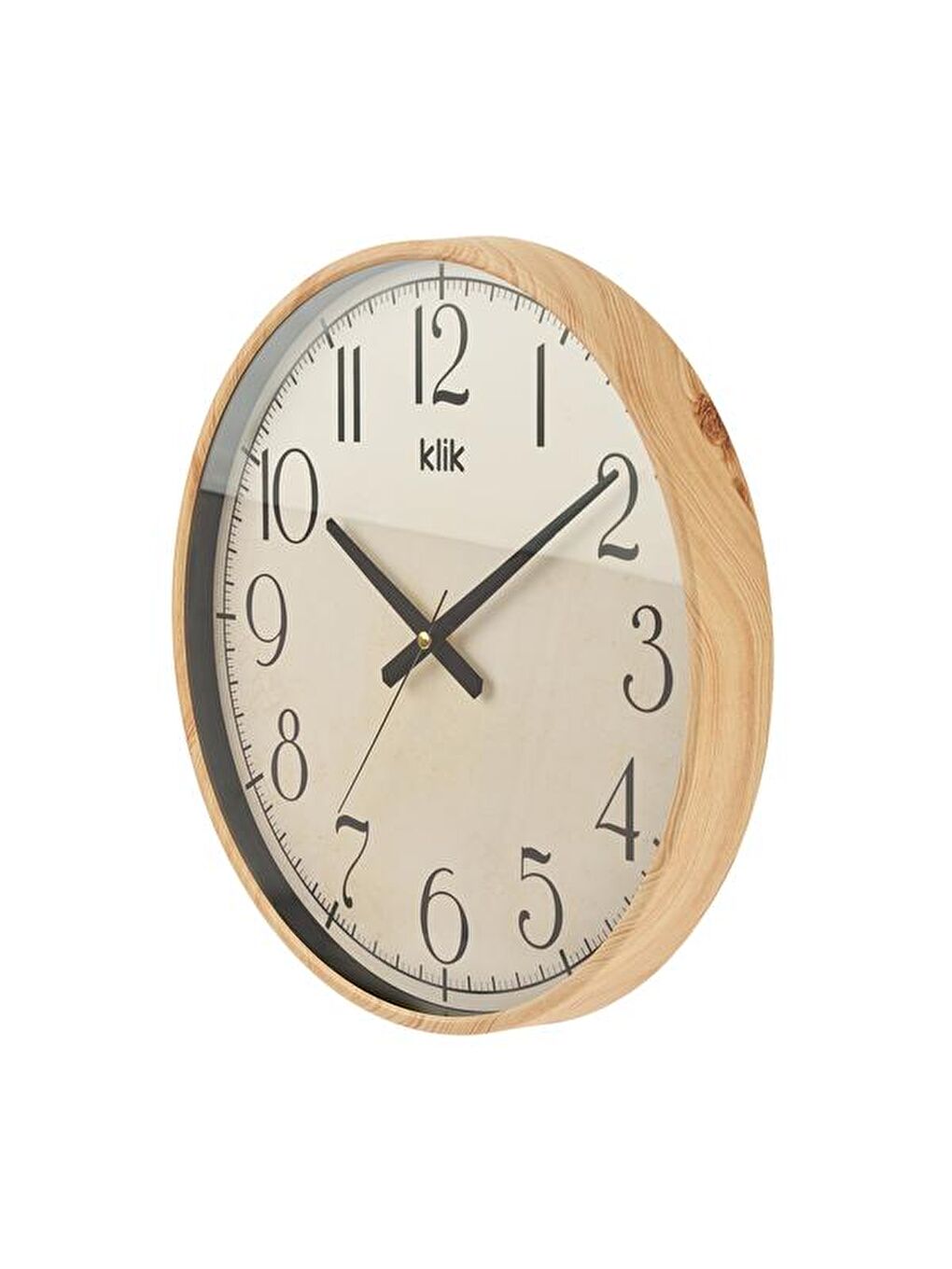 Simplex Ahşap Görünümlü Duvar Saati - Bej - 38 cm-1