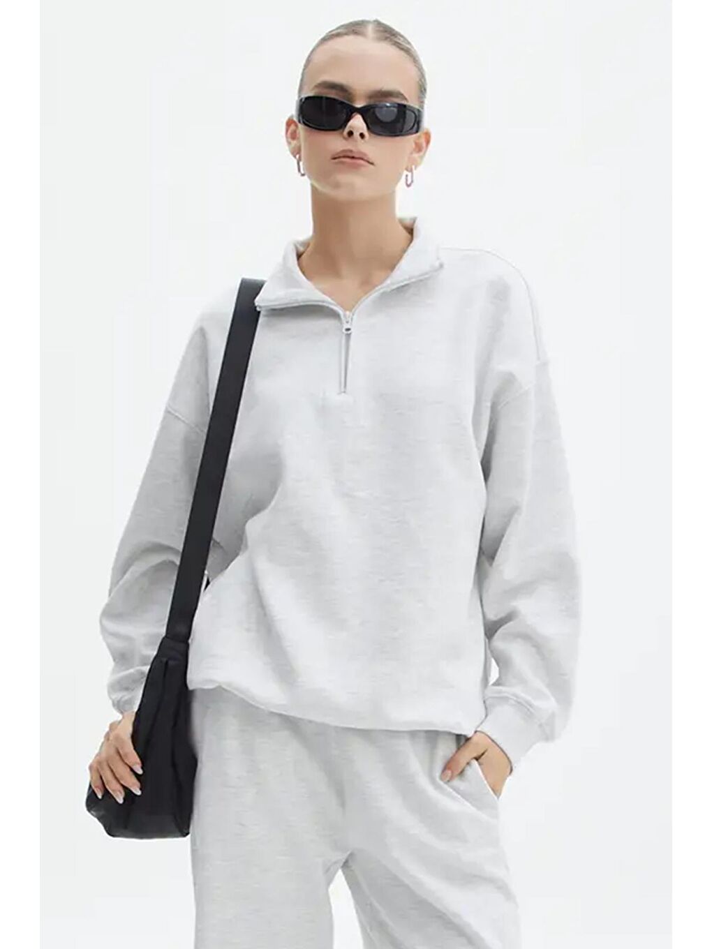 Grimelanj Fermuar Detaylı Oversize Sweatshirt Mg1933-4