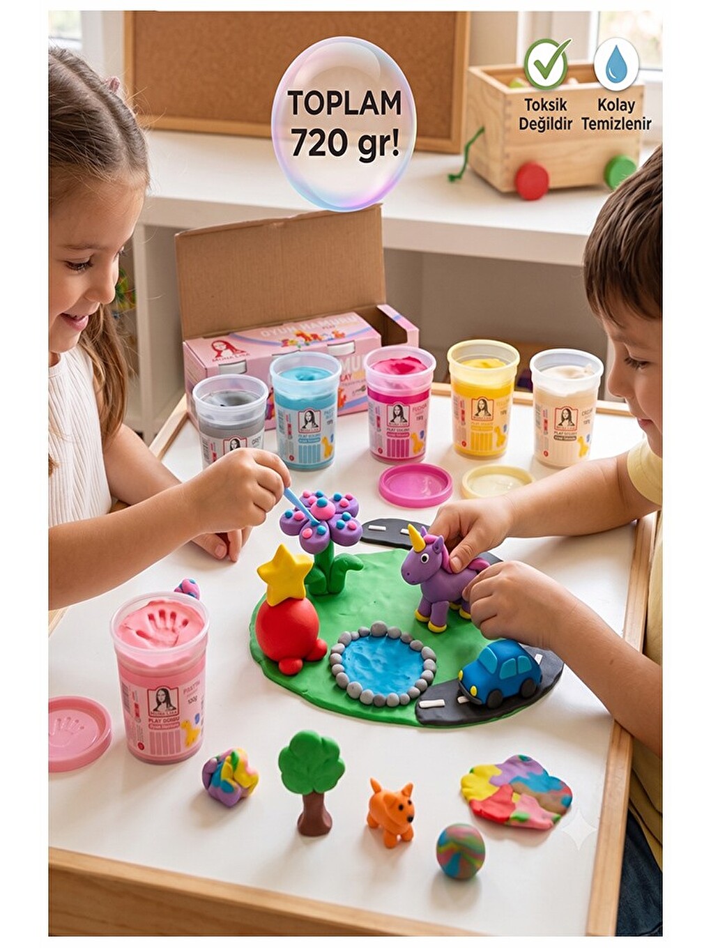 Oyun Hamuru 6 Renk 1 Paket Monalisa 6 Lı Pastel Renk Oyun Hamuru Kurumaya Karşı Dirençli Okul Öncesi-4
