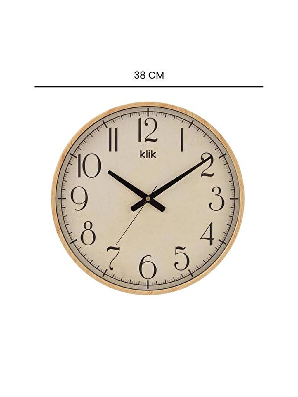 Simplex Ahşap Görünümlü Duvar Saati - Bej - 38 cm-4