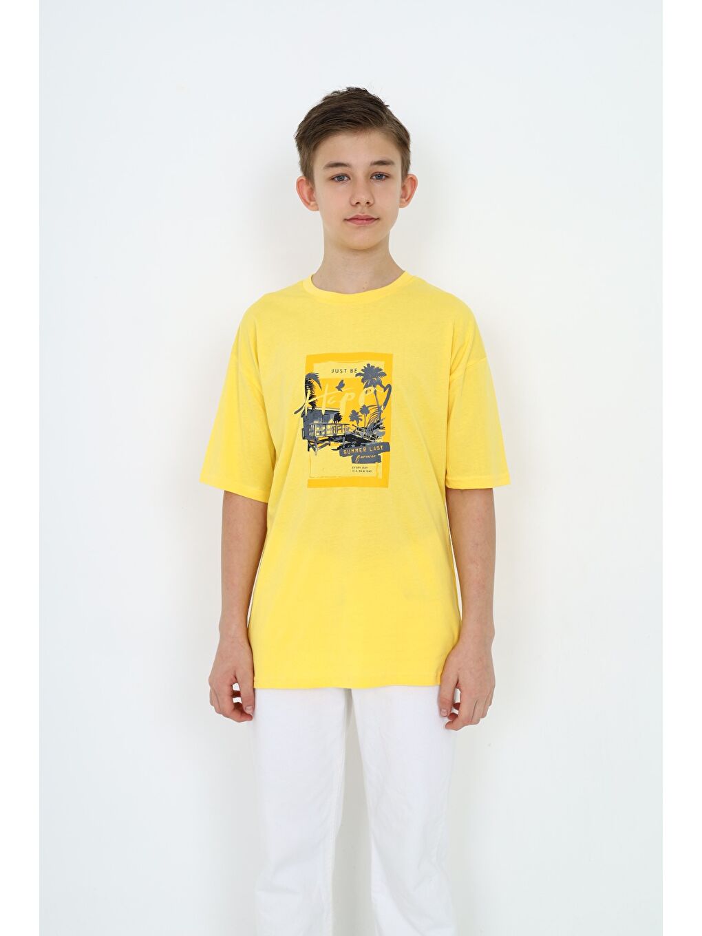 Sarı Erkek Çocuk Baskılı Tişört