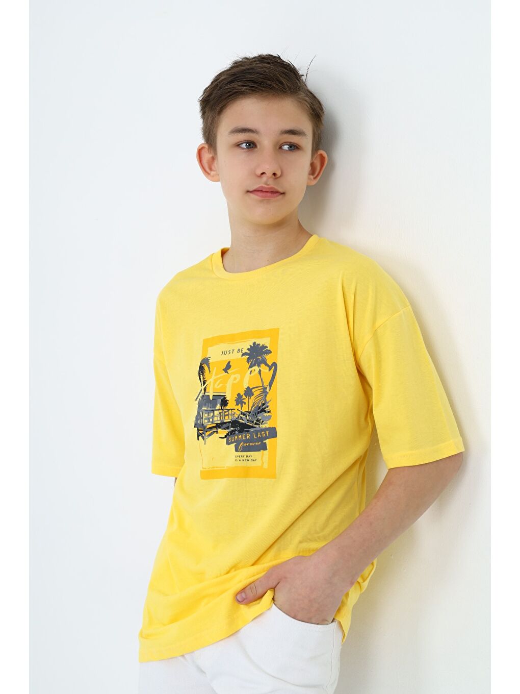 Sarı Erkek Çocuk Baskılı Tişört-2