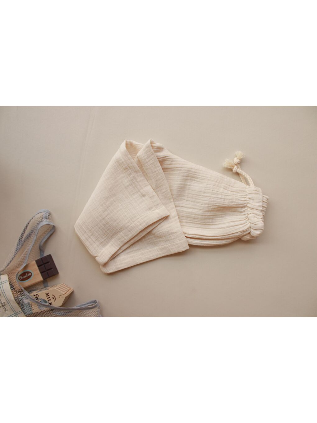 Ekru Krem Müslin Pantolon