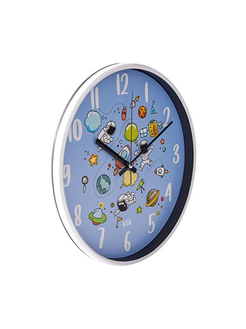 Slim Uzay Çocuk Odası Saati - Mavi - 30 cm-1