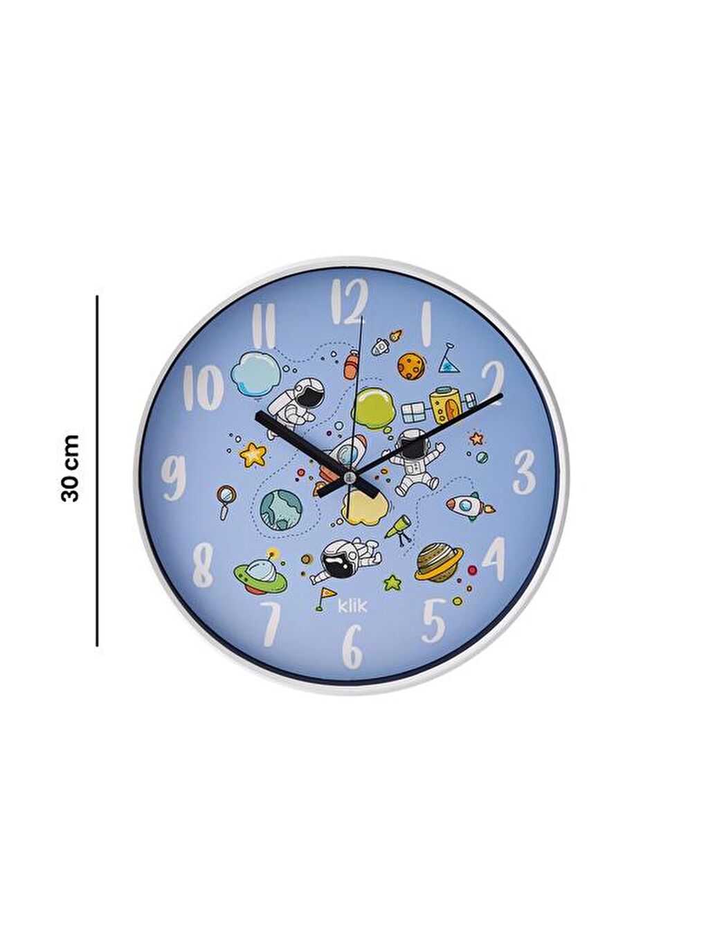 Slim Uzay Çocuk Odası Saati - Mavi - 30 cm-4