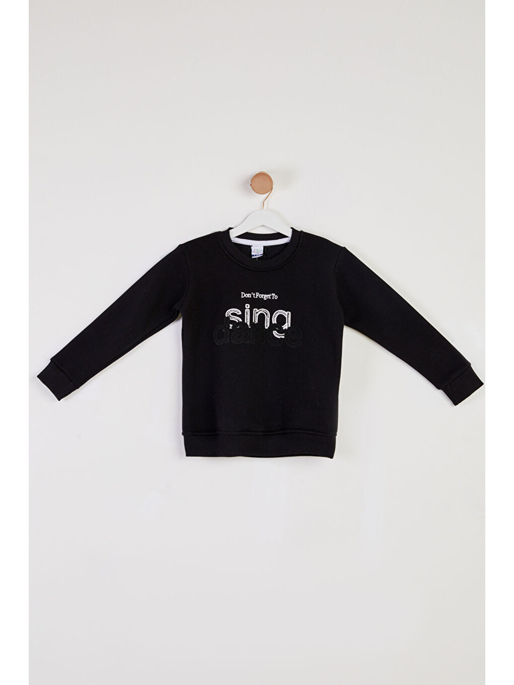 Kız Çocuk Siyah Nakışlı Sweatshirt - 26457
