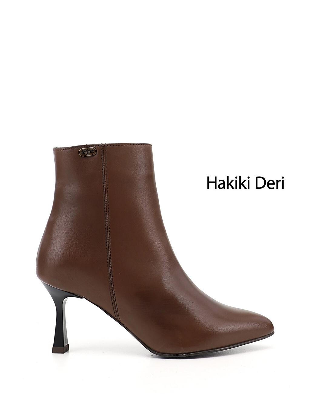 Kahverengi Kadın TÜTÜN KAHVE Fermuarlı Sivri Burun Hakiki Deri Bot