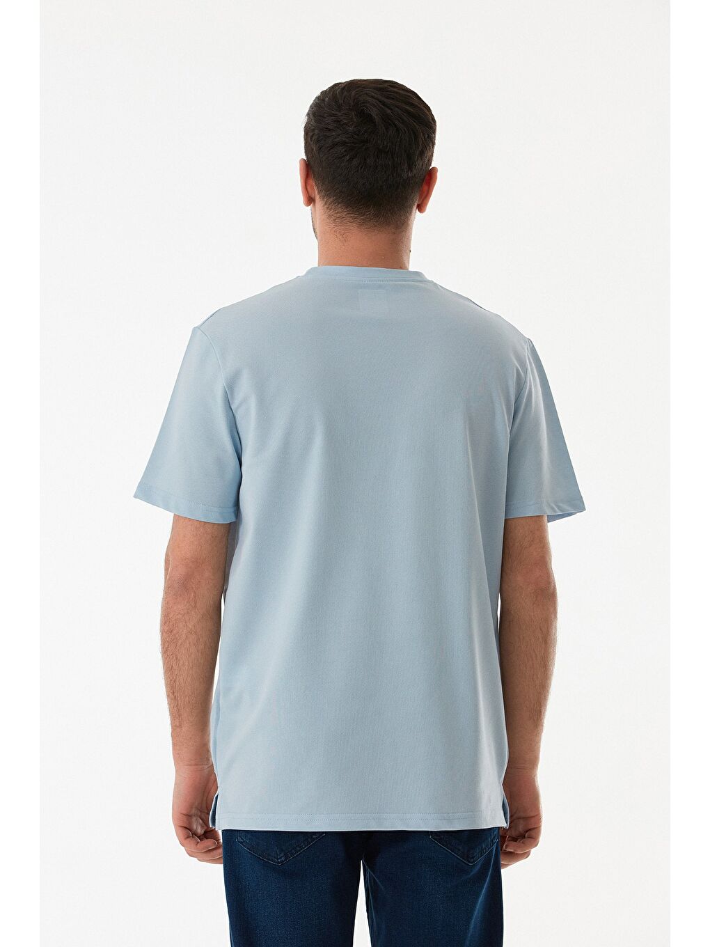 Mavi Basic Süprem Kumaş Bisiklet Yaka Tişört-2