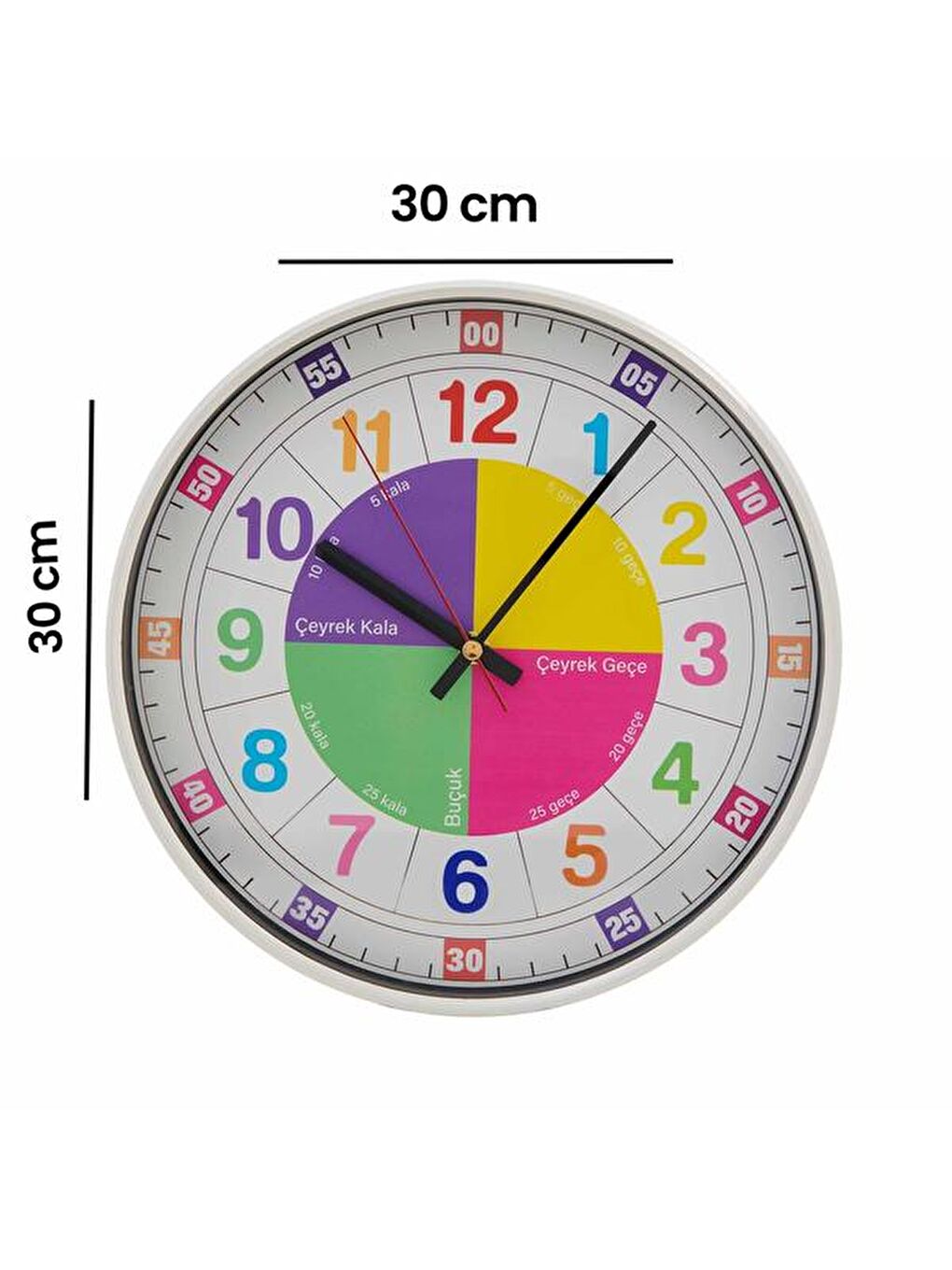 Beyaz Slim Öğretici Çocuk Odası Saati - 30 cm-1