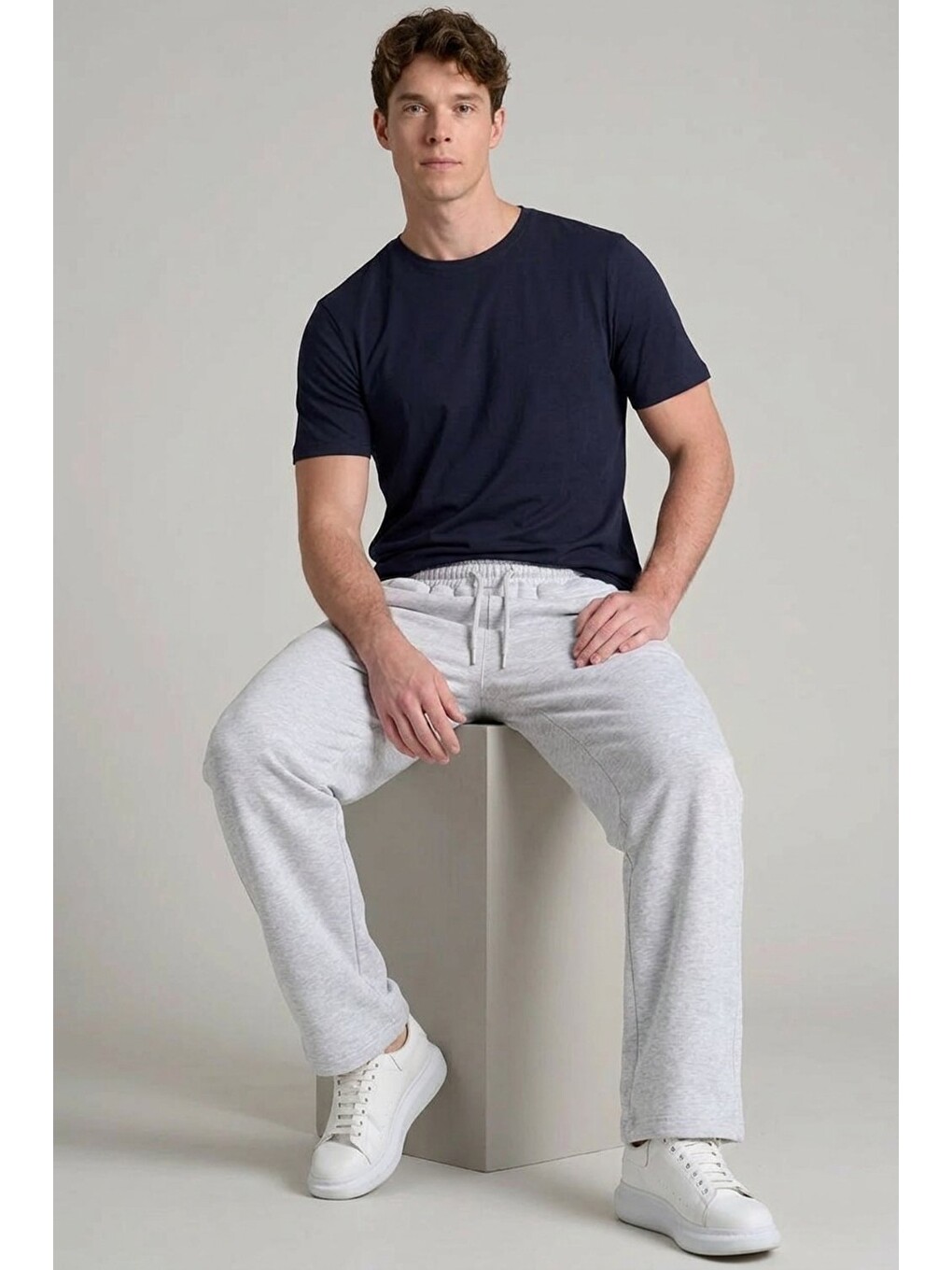 Erkek Relax Fit Beli Lastikli Jogger A.gri Eşofman Altı-1