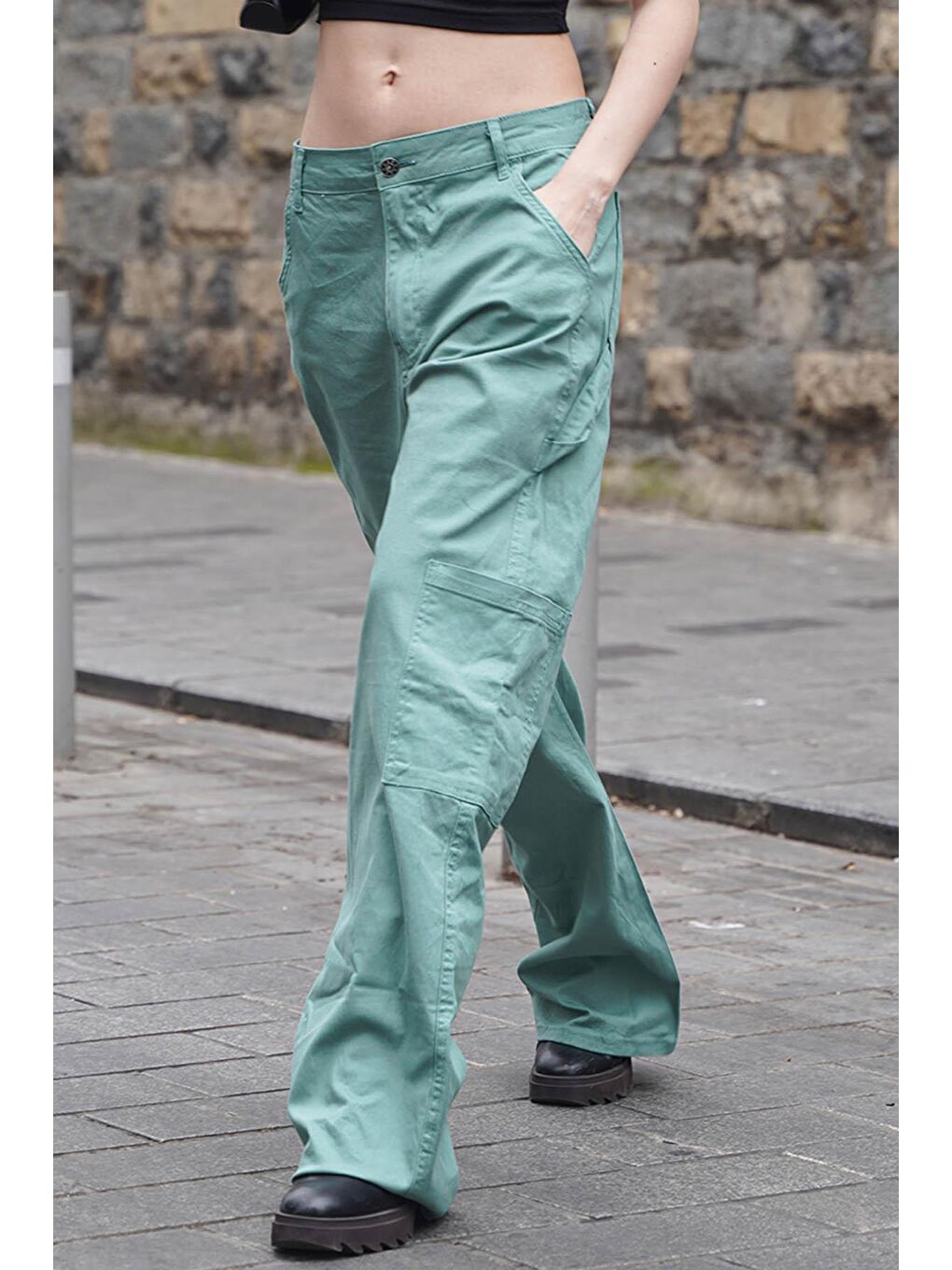Mint Yeşili Straight Fit Kargo Pantolon Mg1601-6