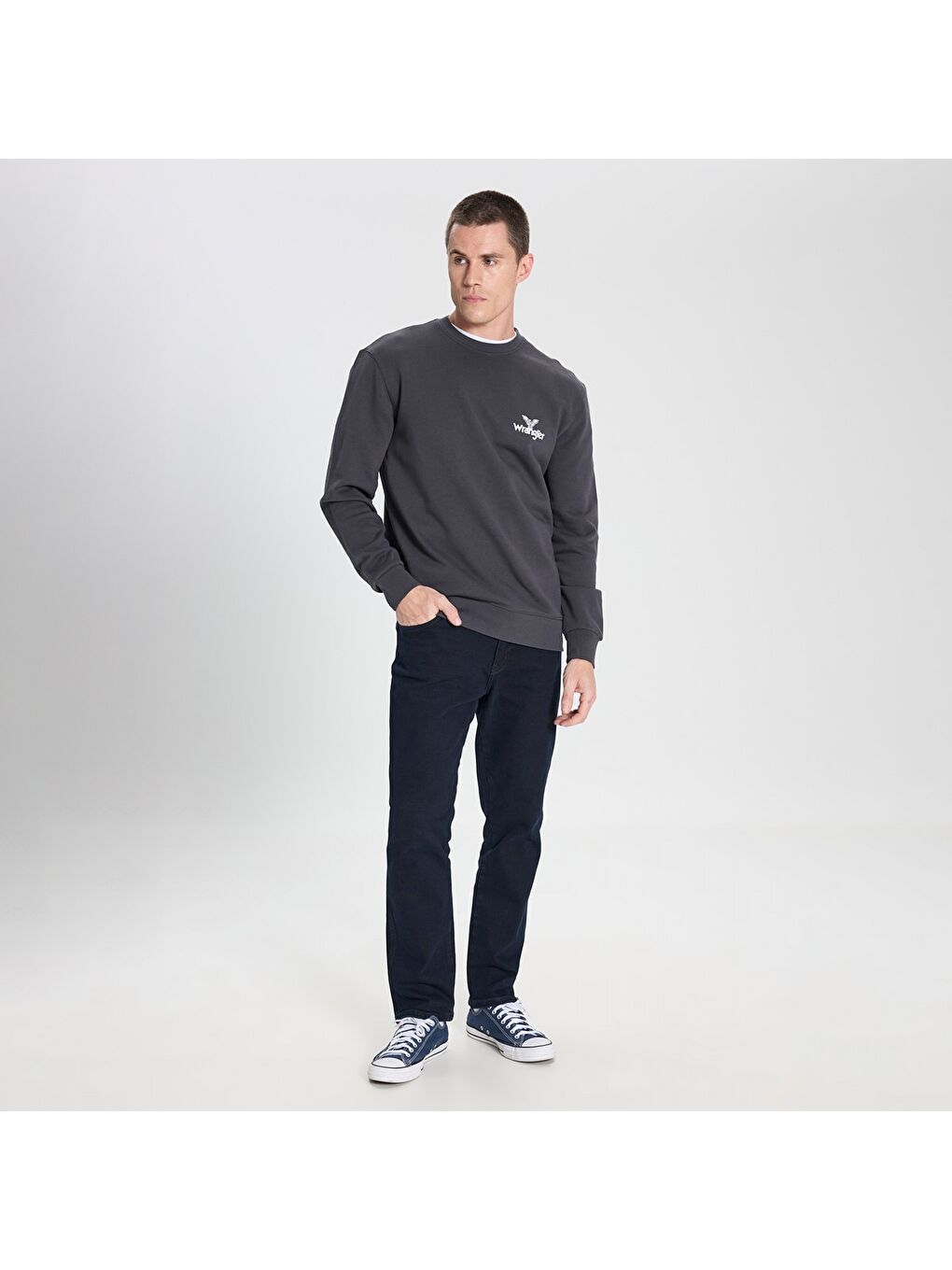 Wrangler Regular Fit Erkek Gri Yuvarlak Yaka Sweatshirt - 2