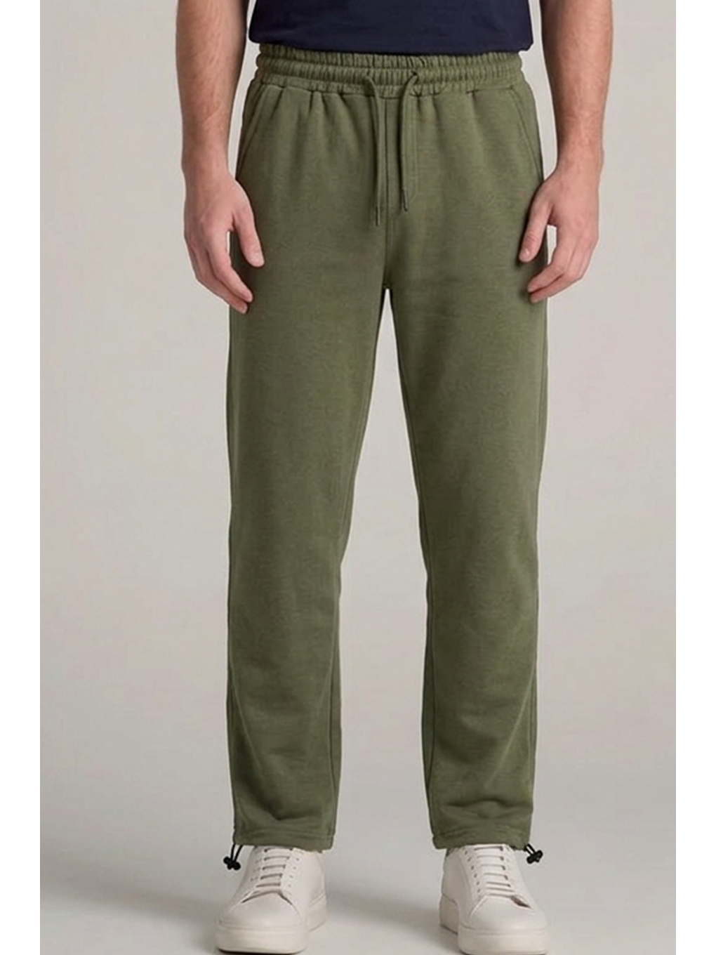 Erkek Relax Fit Beli Lastikli Jogger Haki Eşofman Altı-1