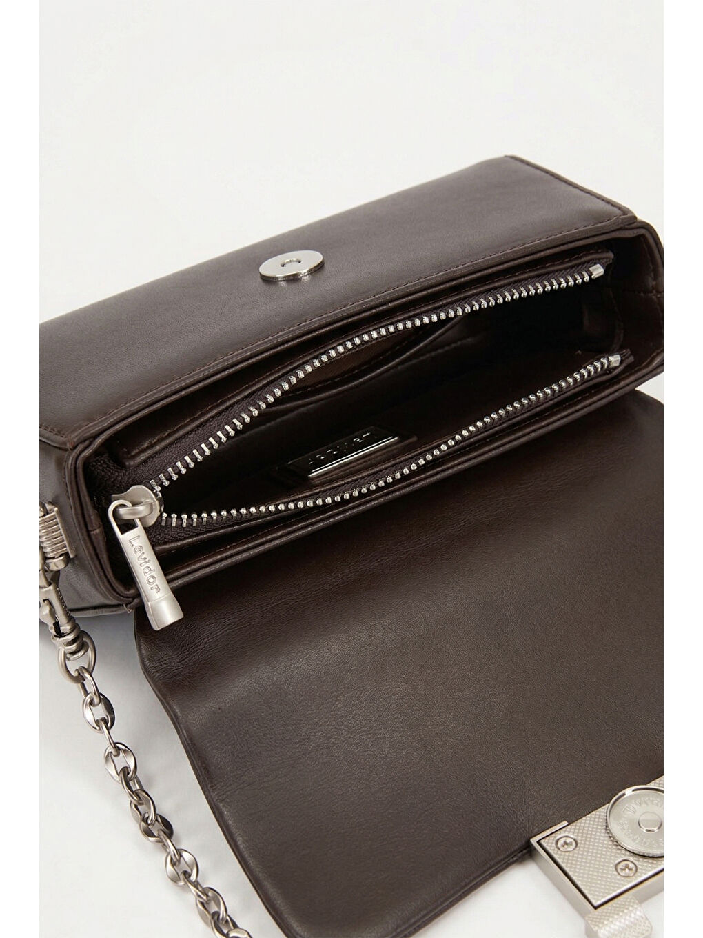 Premium Küçük Boy Sert Deri Çanta 930238 Acı Kahverengi-2