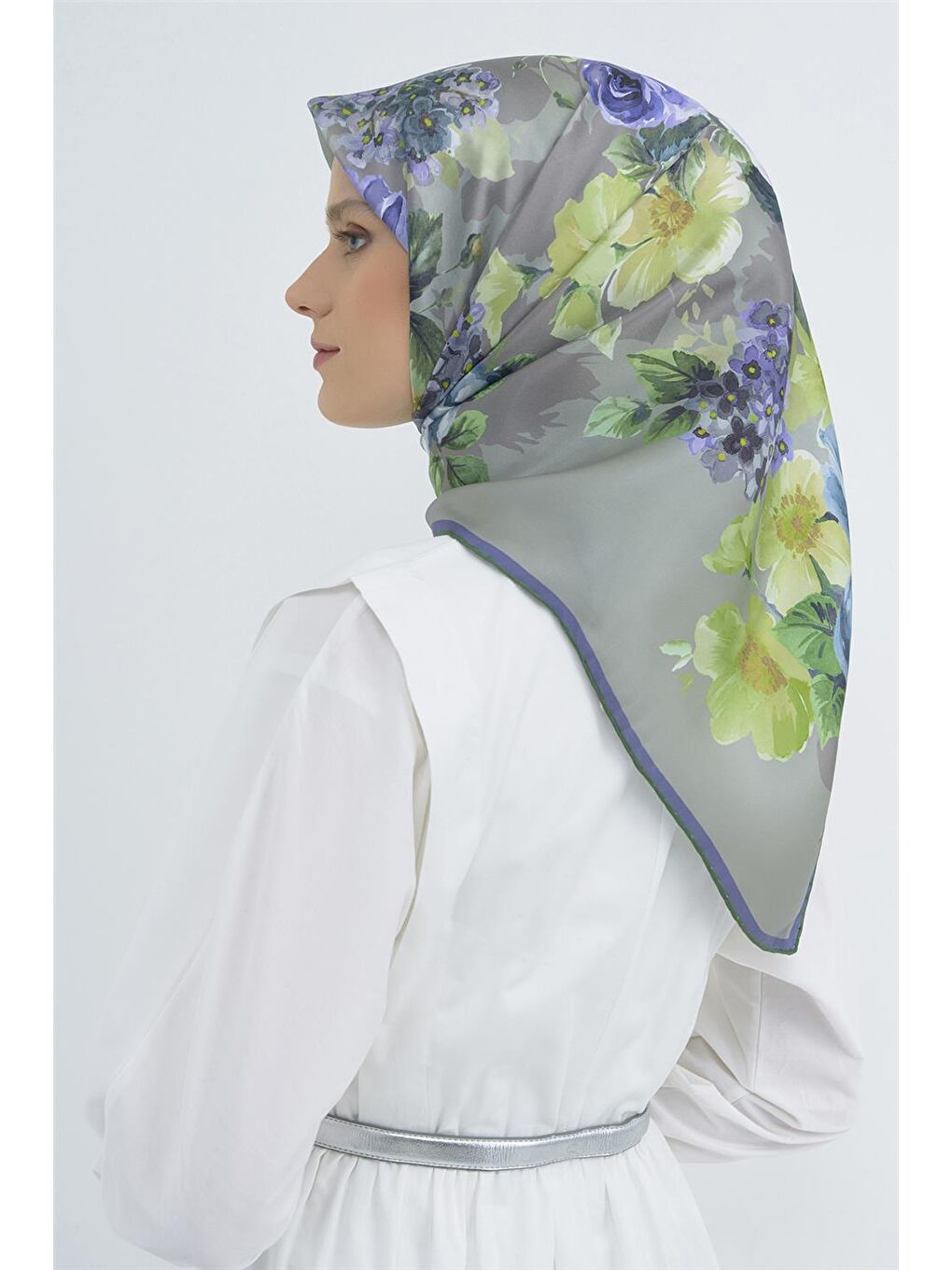 Yeşil Saf İpek Sura Eşarp 9520D 83-3