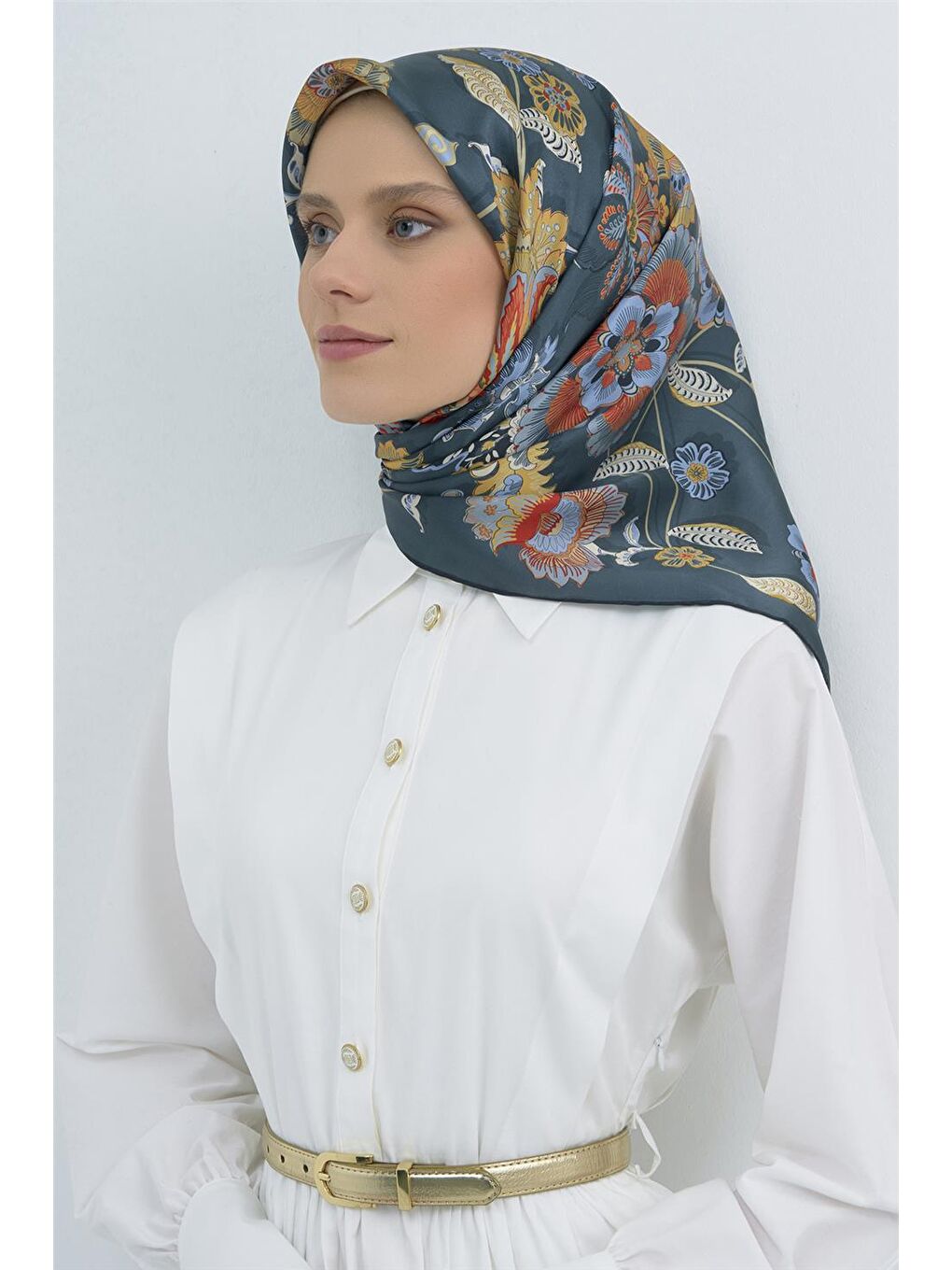 Yeşil Saf İpek Twill Eşarp 9523D 56-1