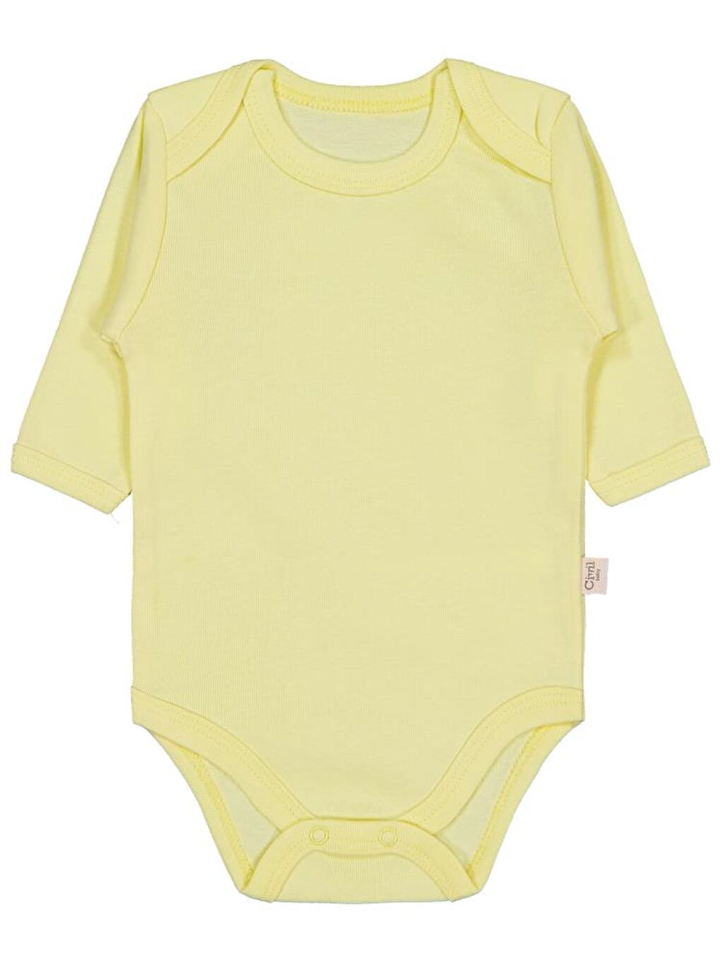 Baby Düz Renkli Uzun Kol Çıtçıtlı Badi - Sarı 1-3 Ay