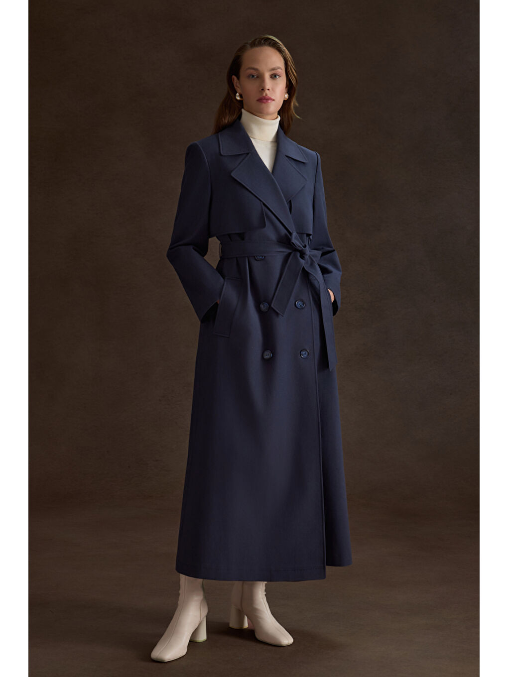 Lacivert Rüzgarlık Detaylı Trençkot-1