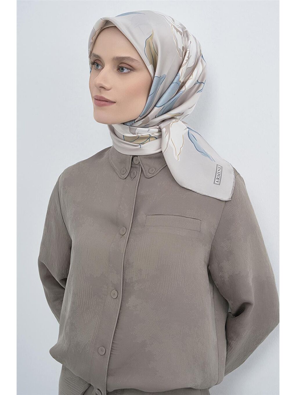 Bej Saf İpek Twill Eşarp 9509D 05-1