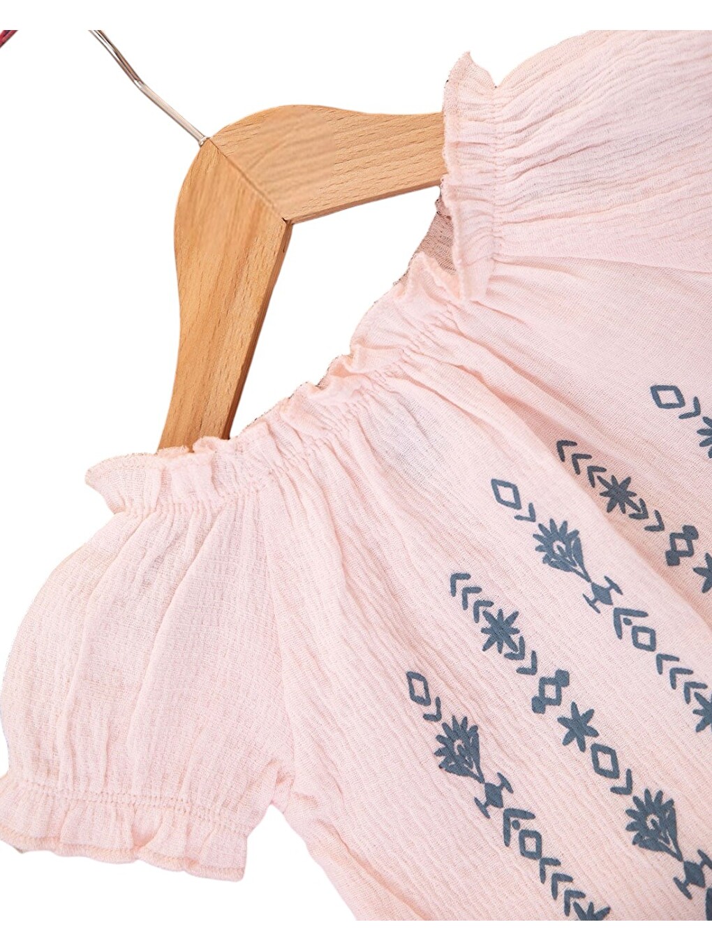 Pembe Kız Bebek Yazlık Jean Şortlu Çiçek Baskılı T-shirtlü 6-9-12-18-24 Aylık 2'li Bayramlık Alt Üst Takım-4