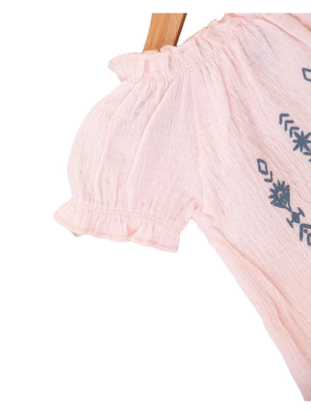 Pembe Kız Bebek Yazlık Jean Şortlu Çiçek Baskılı T-shirtlü 6-9-12-18-24 Aylık 2'li Bayramlık Alt Üst Takım-5