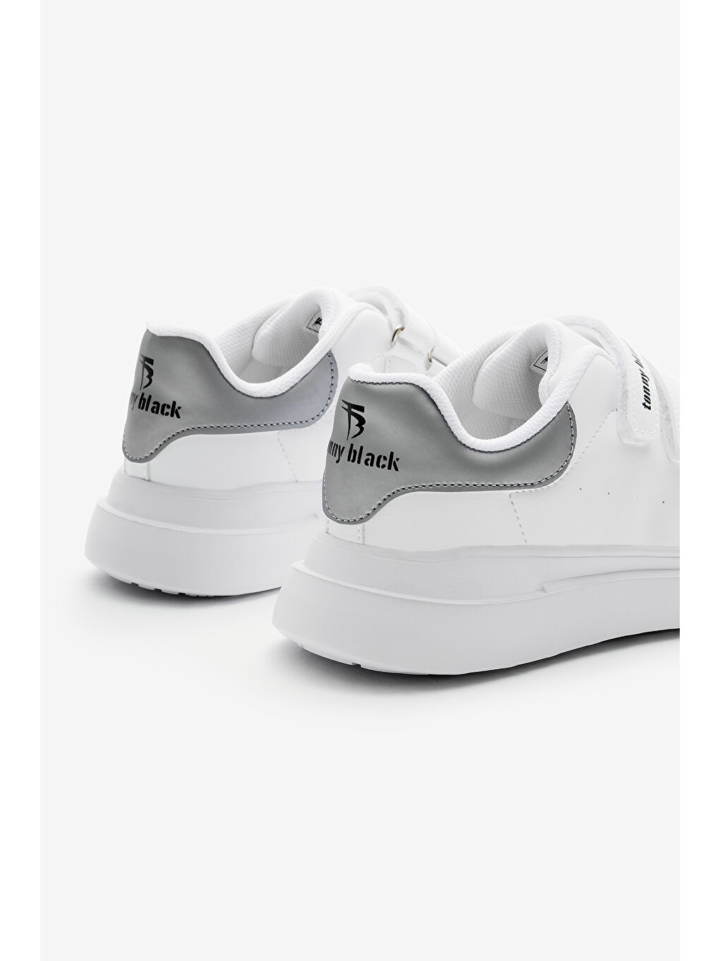 Çocuk Unisex Beyaz Gümüş Eva Faylon Taban Üç Cırtlı Spor Ayakkabı-4