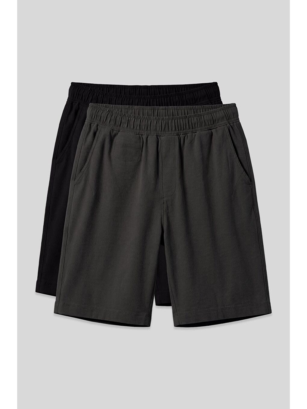 Siyah Standart Fit Chino 2'li Paket Erkek Şort - 81290