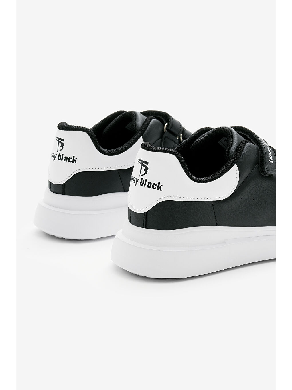 Çocuk Unisex Siyah Beyaz Eva Faylon Taban Üç Cırtlı Spor Ayakkabı-4