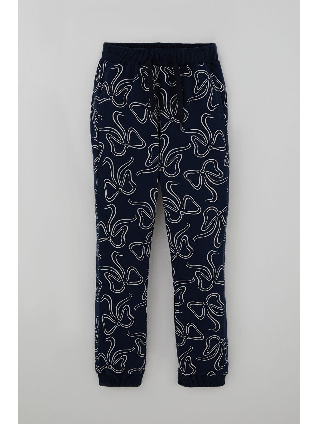 Kız Çocuk Eşofman Takımı Fiyonk Desenli Bağcık Aksesuarlı Lacivert (4-8 Yaş)-2