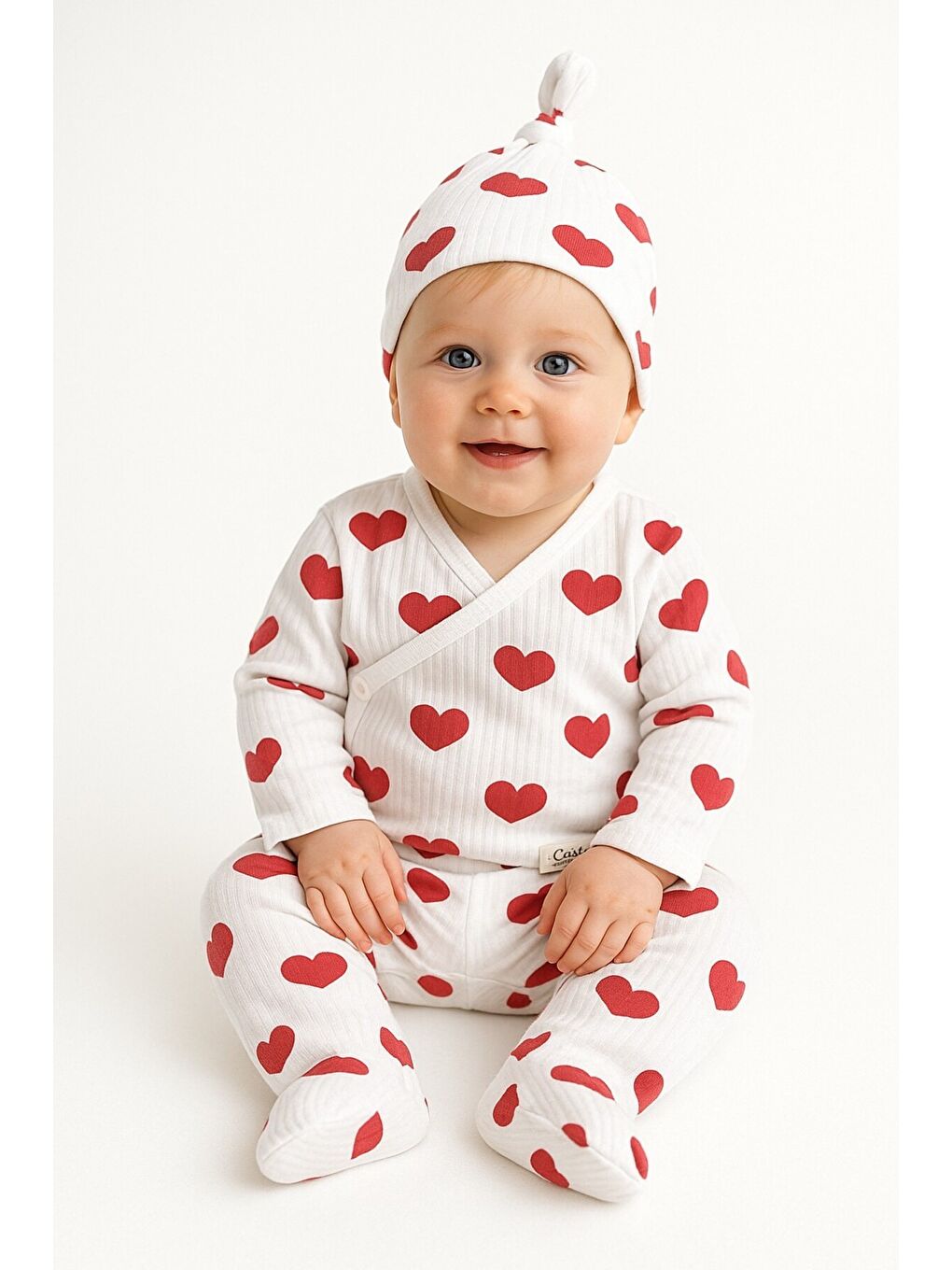 Karışık Unisex Bebek Konforlu Kalp Baskılı Üçlü Ribana Set-1