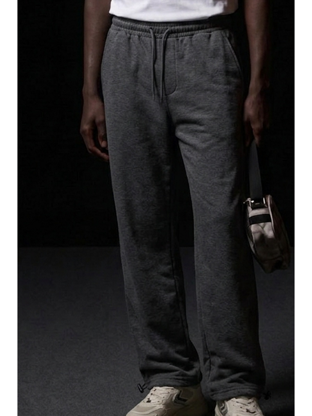 Gri Erkek Beli Lastikli Premium Jogger Füme Eşofman Altı-4