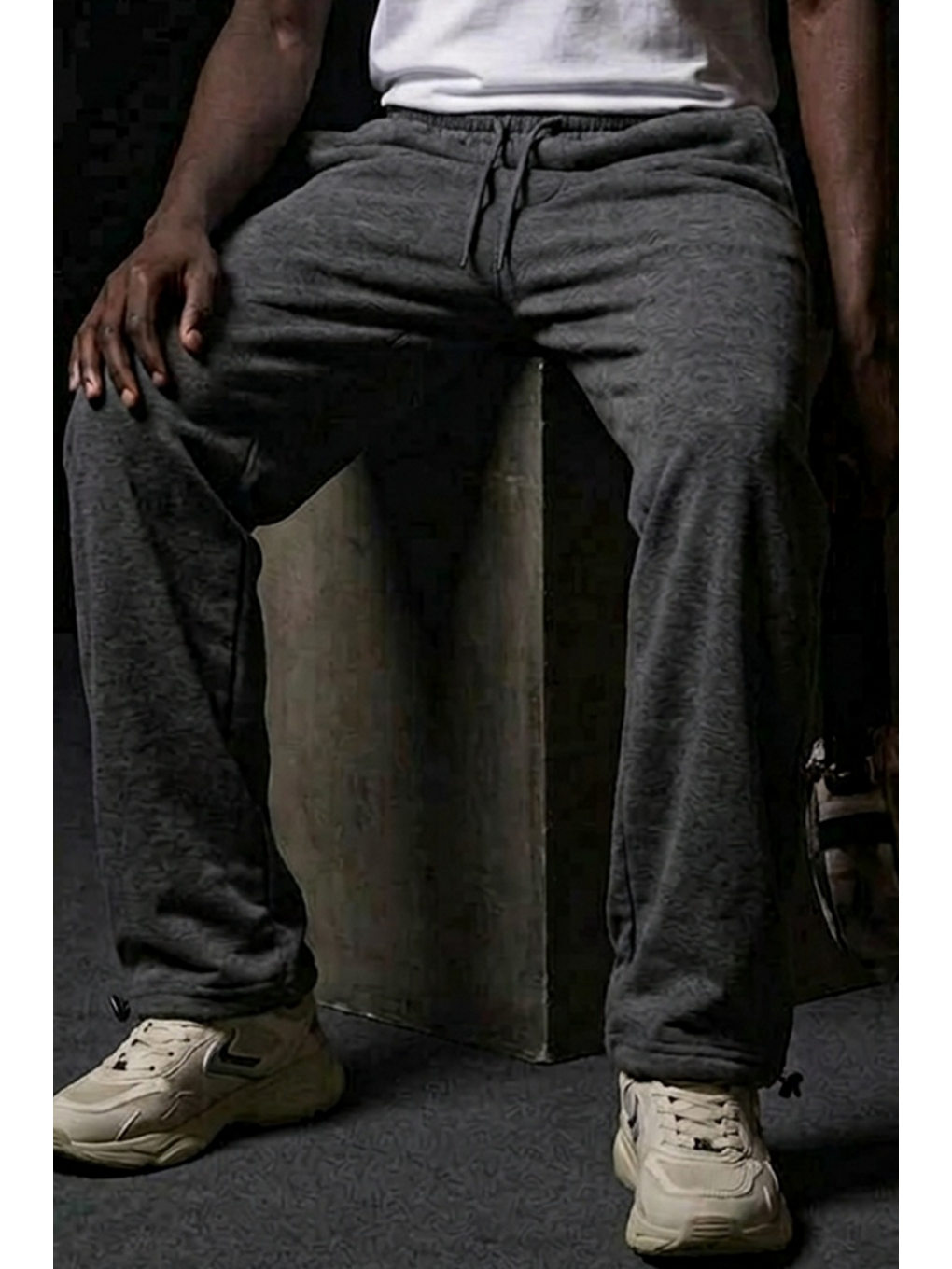 Gri Erkek Beli Lastikli Premium Jogger Füme Eşofman Altı-5